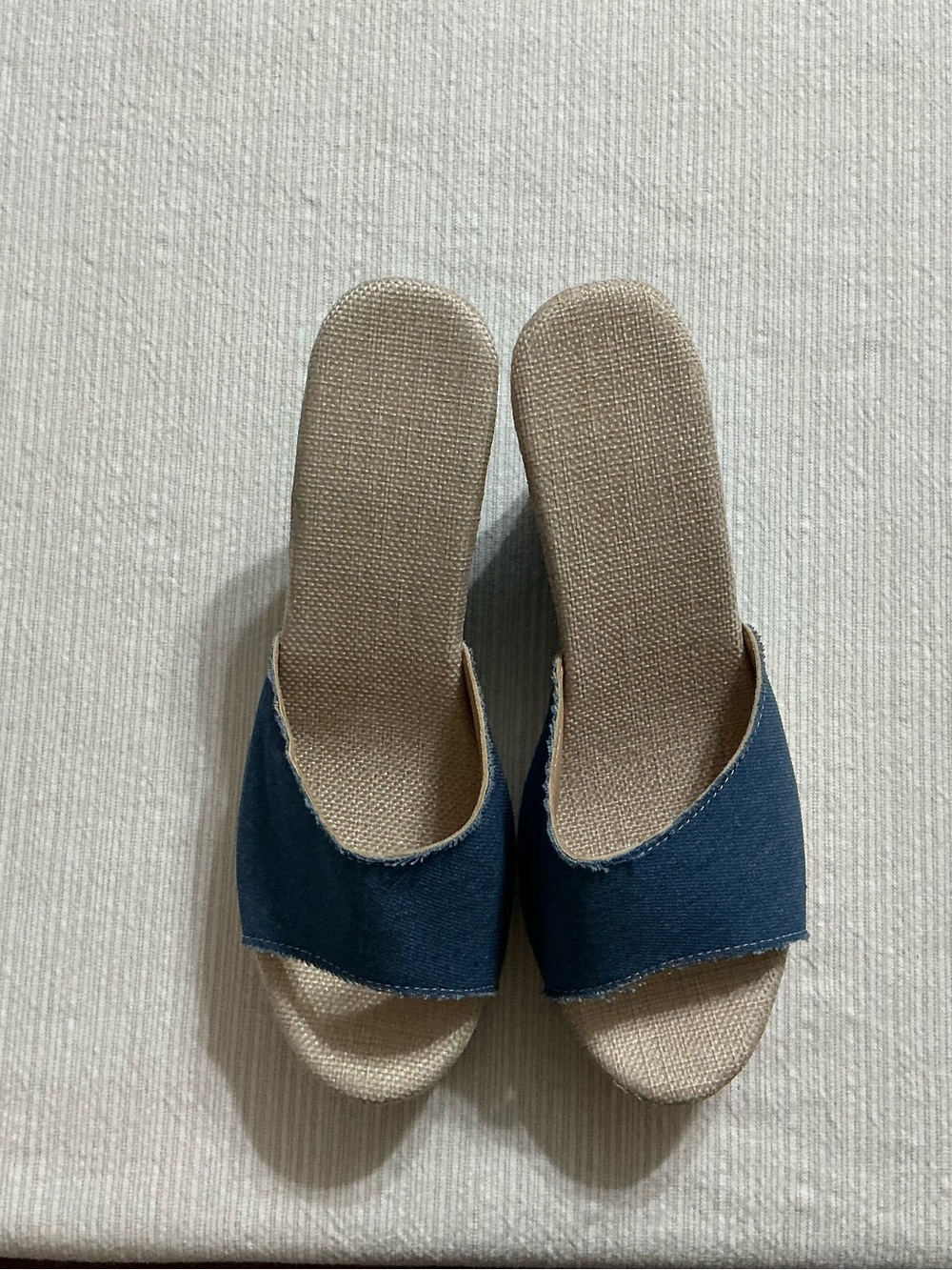 Women’s Open-Toe Denim Platform Wedge Slides